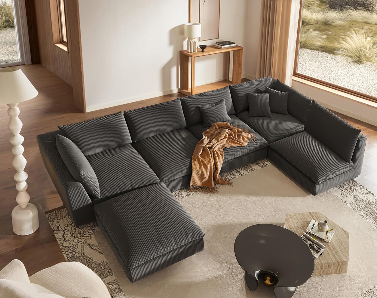 Cloud Couch Sectional Sectional Sofa Couch, Cloud Modular Couch with Ottoman, Deep Seat Couches for Living Room - Fajiani