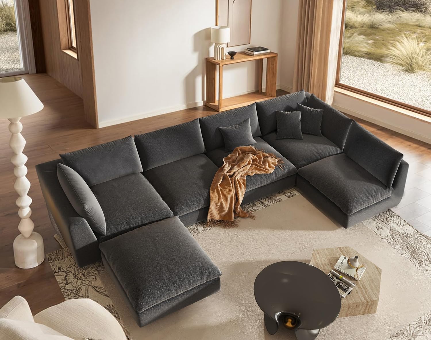 Cloud Couch Sectional Sectional Sofa Couch, Cloud Modular Couch with Ottoman, Deep Seat Couches for Living Room - Fajiani