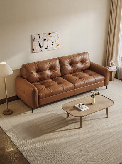 Leather Straight Sofa - Fajiani