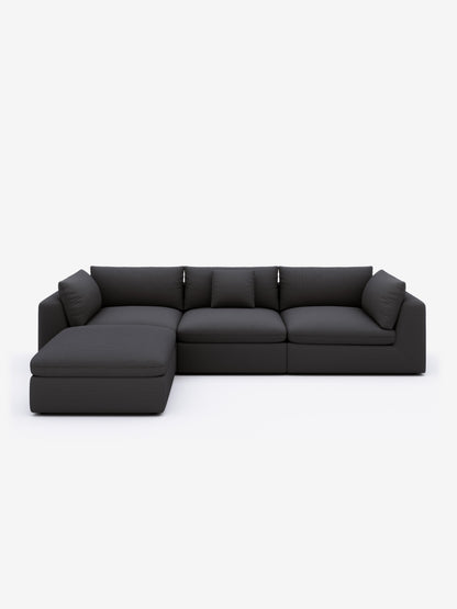 Modular Sectional Sofa - Black Corduroy - Fajiani