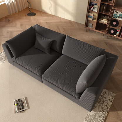 Modular Sectional Sofa - Black Corduroy - Fajiani