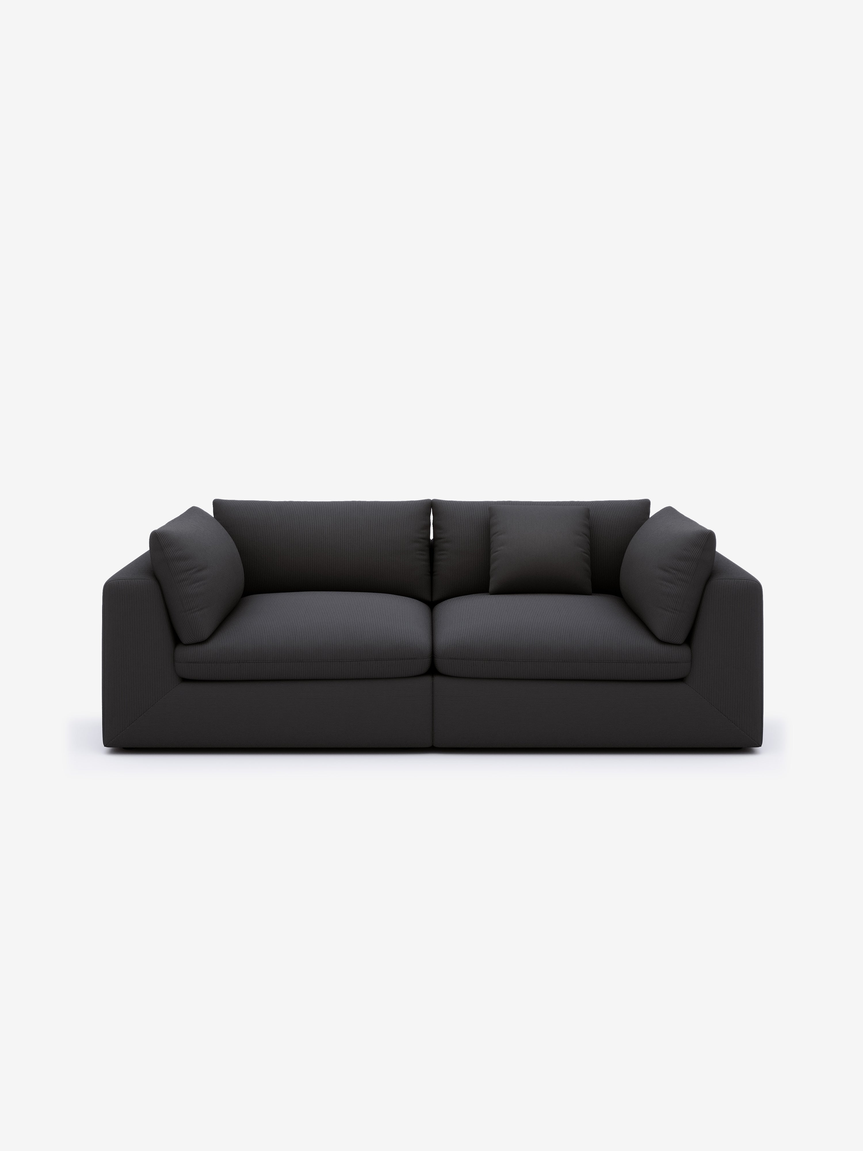 Modular Sectional Sofa - Black Corduroy - Fajiani