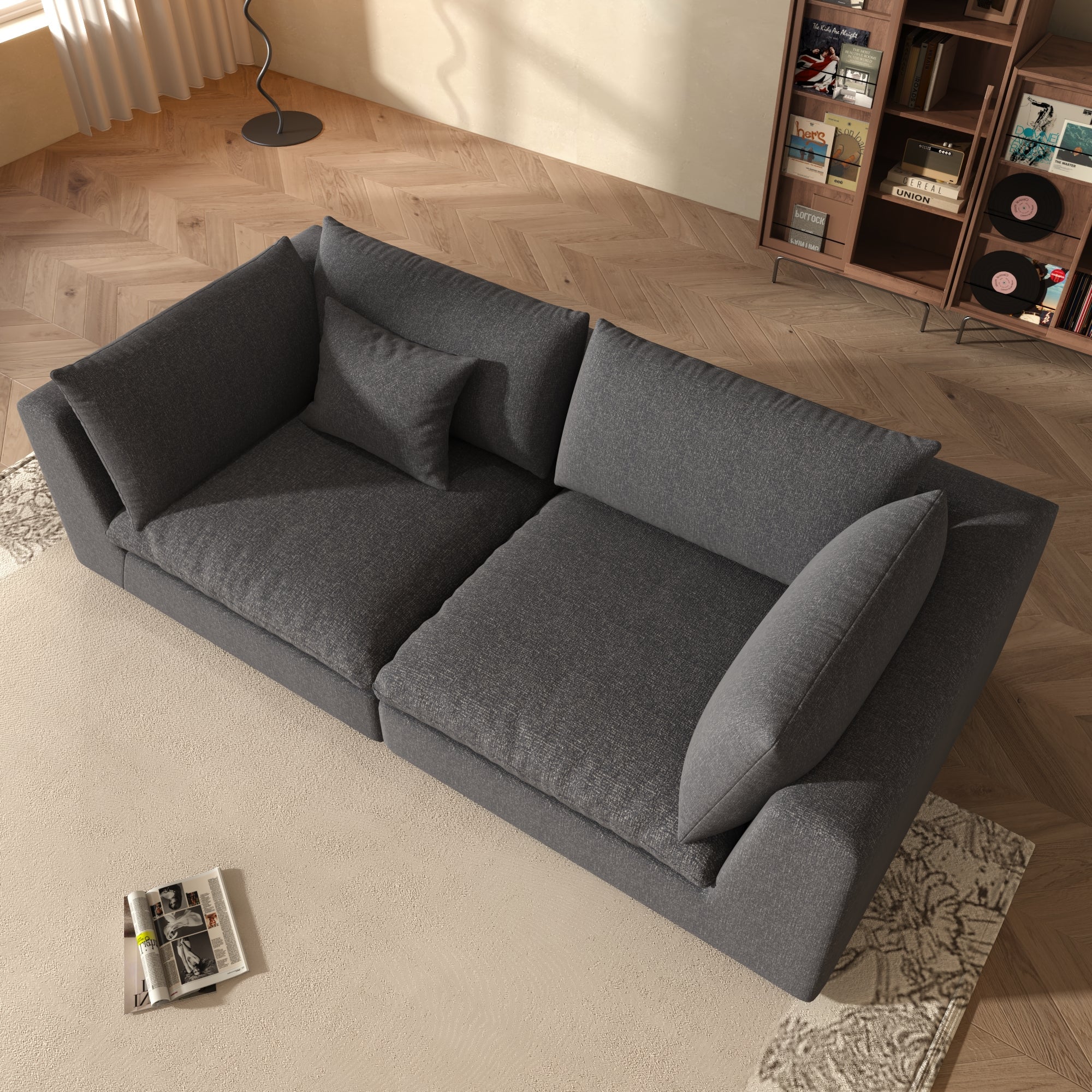 Modular Sectional Sofa - Black Linen - Fajiani