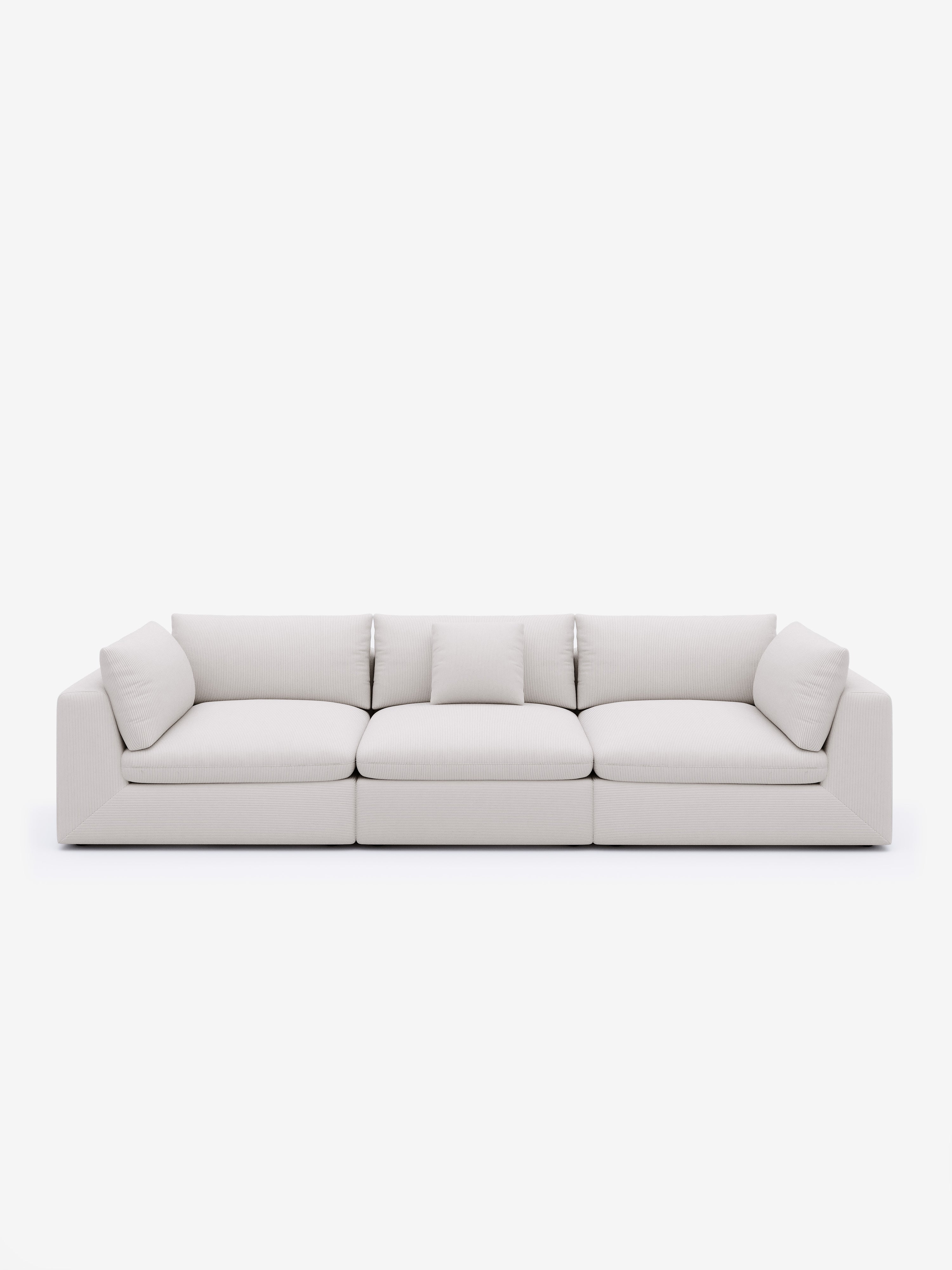 Modular Sectional Sofa - White Corduroy - Fajiani