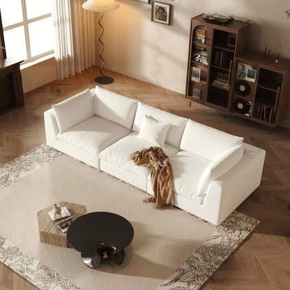 Modular Sectional Sofa - White Corduroy - Fajiani