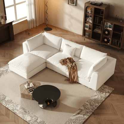 Modular Sectional Sofa - White Corduroy - Fajiani