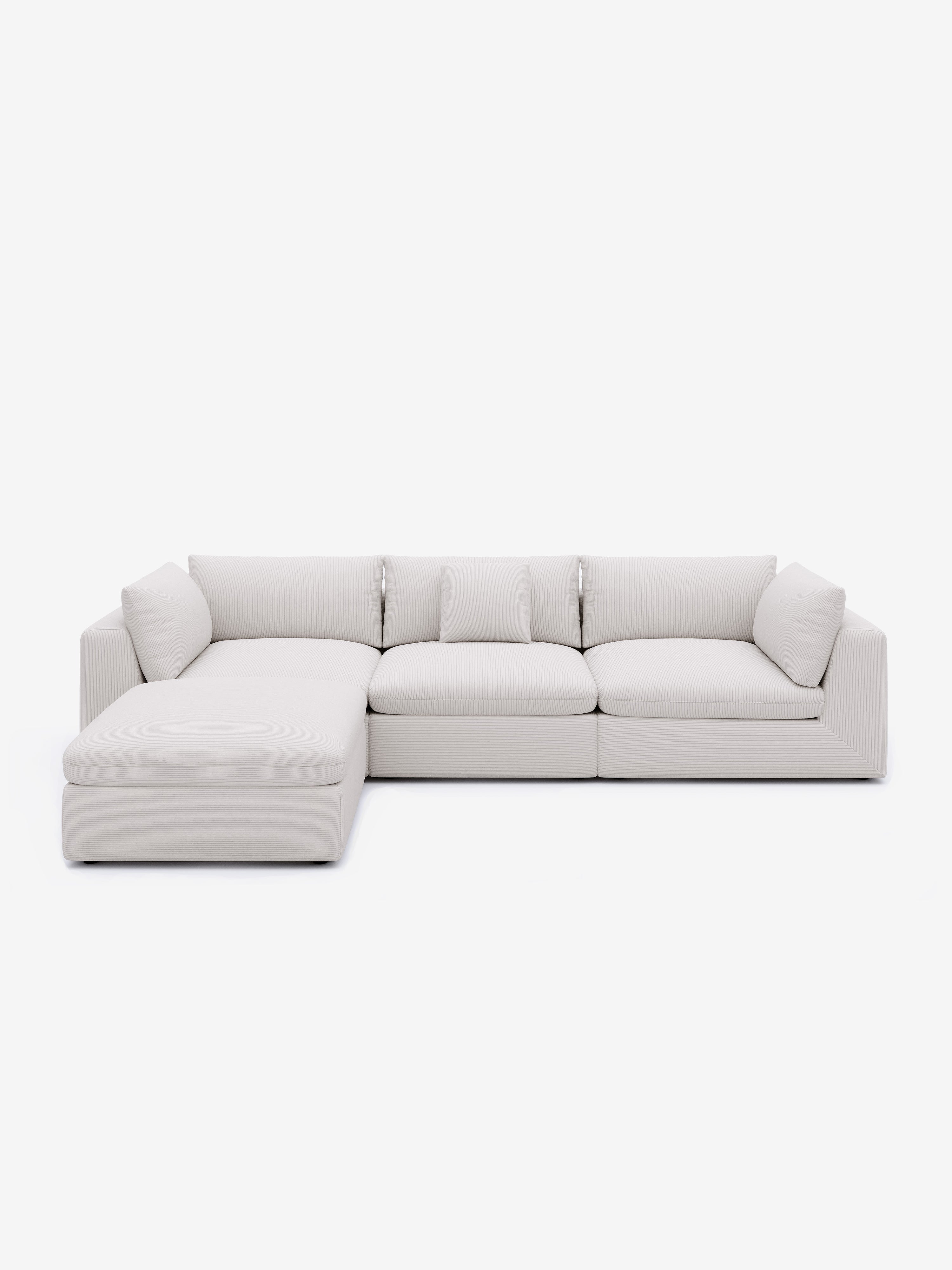 Modular Sectional Sofa - White Corduroy - Fajiani