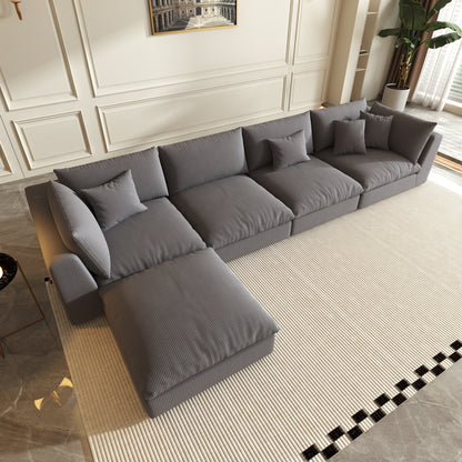 Oversized Sectional Sofa - Dark Gray Corduroy - Fajiani