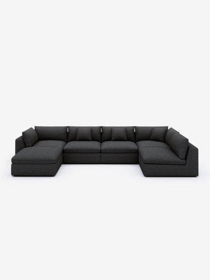 Oversized Sectional Sofa - Dark Gray Linen - Fajiani