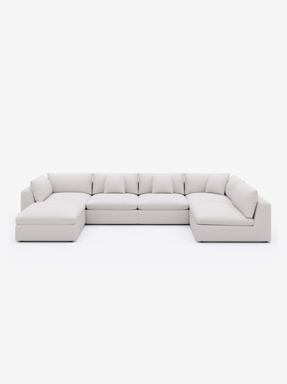 Oversized Sectional Sofa - White Corduroy - Fajiani