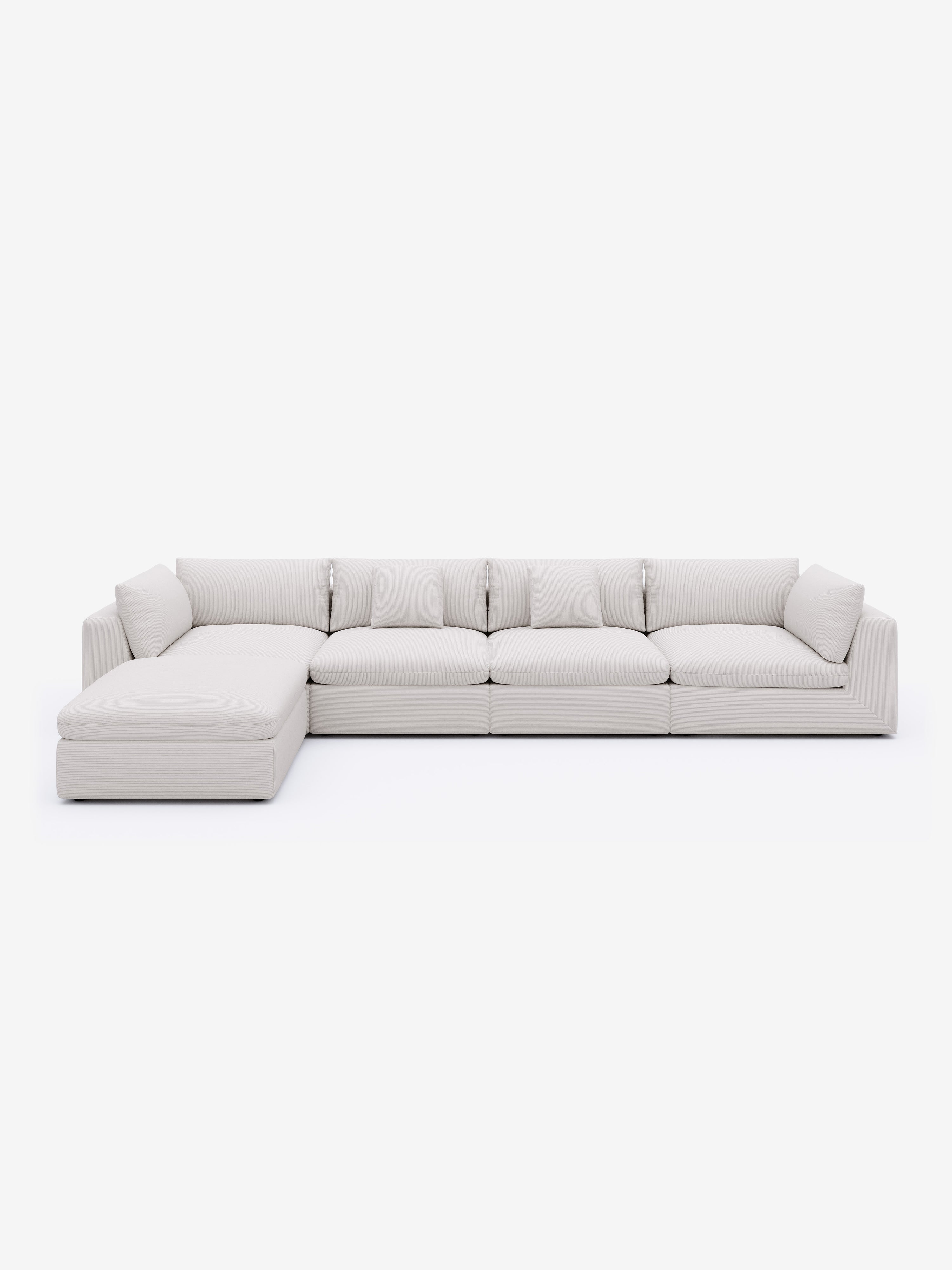 Oversized Sectional Sofa - White Corduroy - Fajiani