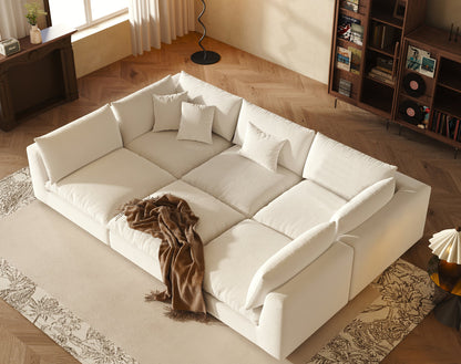 Oversized Sectional Sofa - White Linen - Fajiani