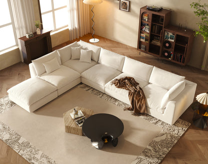 Oversized Sectional Sofa - White Linen - Fajiani