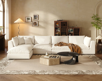 Oversized Sectional Sofa - White Linen - Fajiani